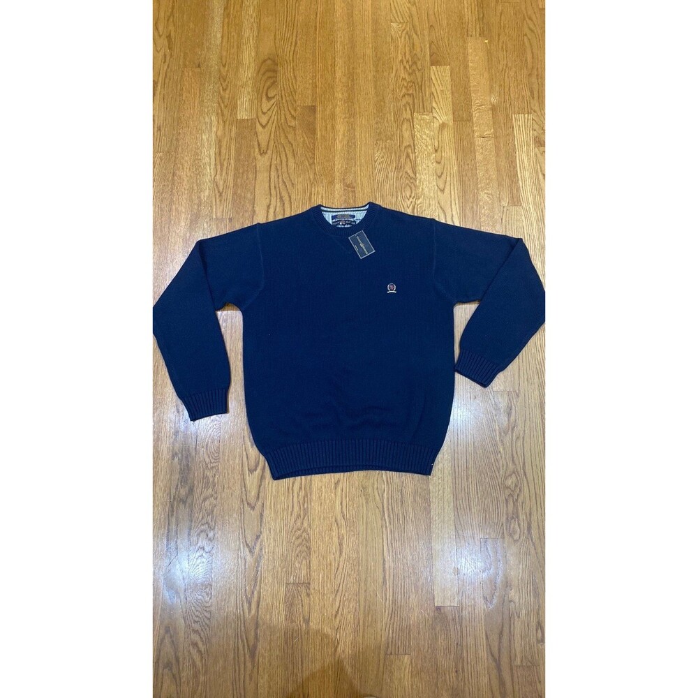 Tommy Hilfger Y2K 90s Navy Blue Crew Crewneck Sweater Cotton Size Large NWT
